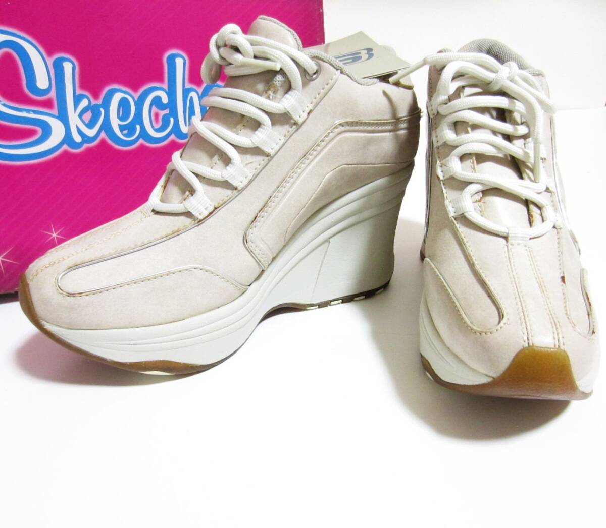 保管品 未使用 Skecher's スケッチャーズ 厚底スニーカー 24cm ベージュ