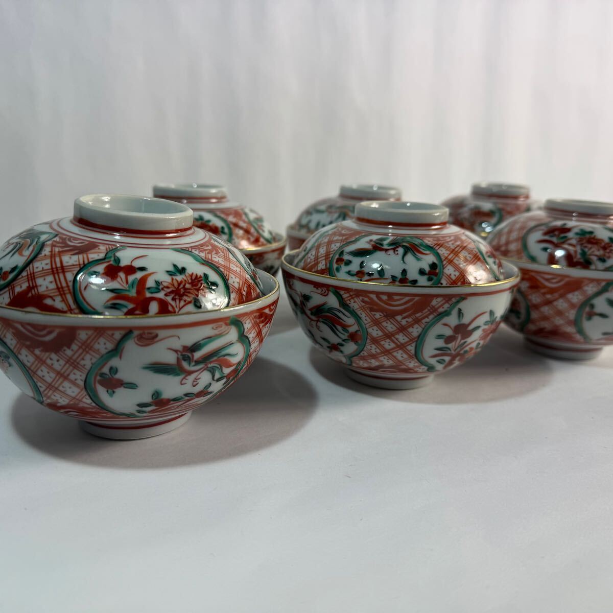 中国色絵蓋茶碗 大清乾隆 2客 九谷焼き 友山 蓋付 茶碗 蓋茶碗 色絵 Z陶4
