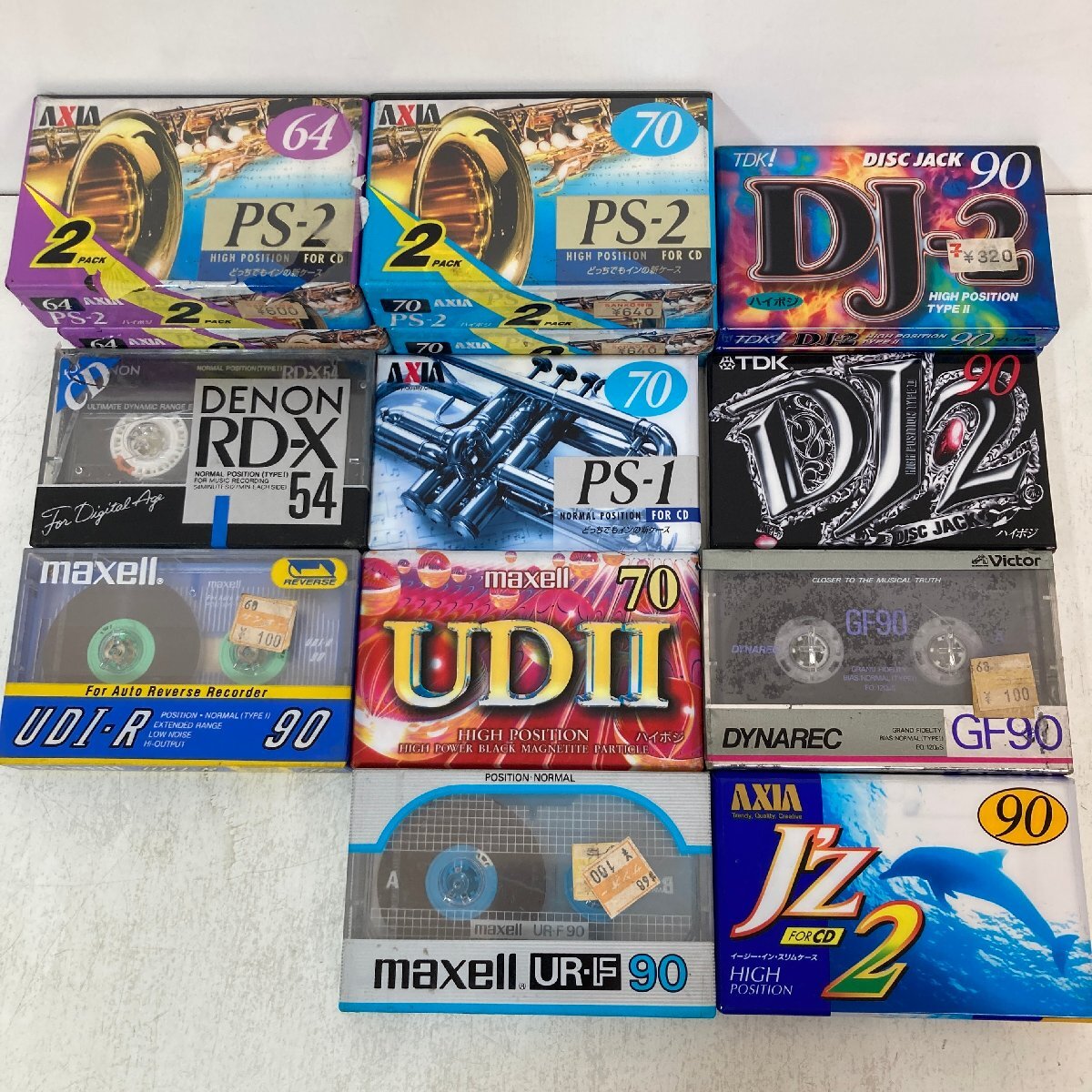 【新品未開封まとめて】 オーディオカセットテープ DENON54 / AXIA64 / maxell70 / TDK90他 ※重複あり・フィルム剥がれあり●