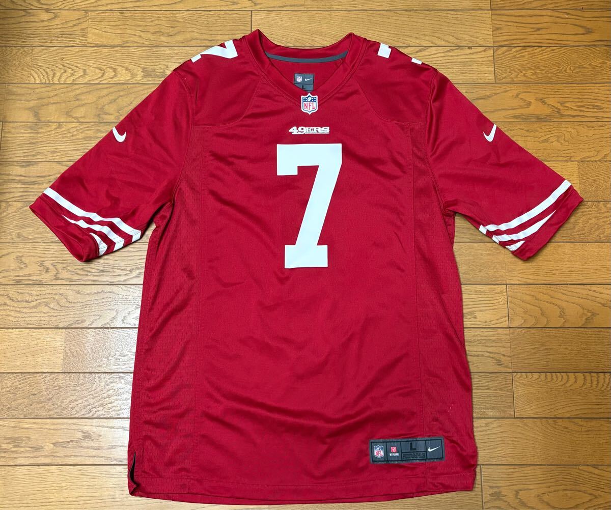 NFL SAN FRANCISCO 49ERS #7 “KAEPERNICK” JERSEY (NIKE) size-L(着丈80身幅59) 中古(ほぼ新品) 送料無料 NCNR