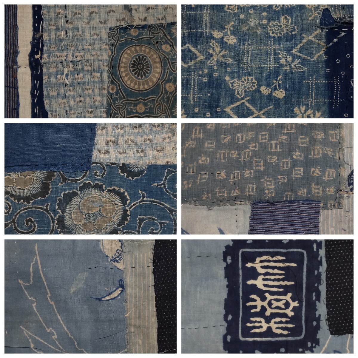 [ era cloth ].. old cloth tree cotton .. type dyeing Indigo dyeing Tang . approximately 105cm..... connection .BORO cloth old . antique remake material A-1752