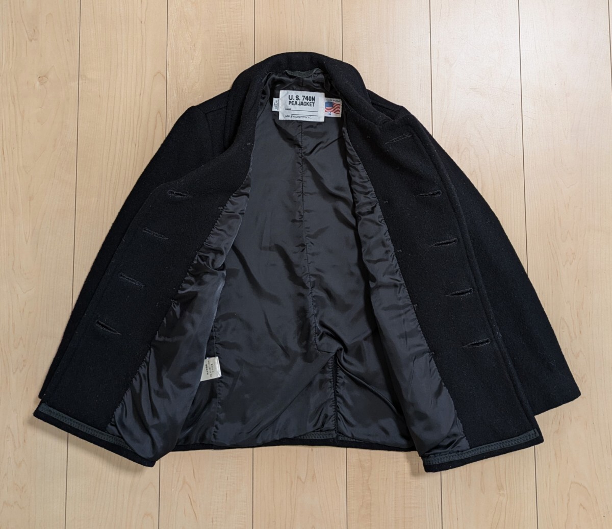 14 良品 SCHOTT ショット 742SB BOYS ボーイズ Pコート ピーコート タイト スリム 濃紺 ダークネイビー 黒 ブラック _画像2