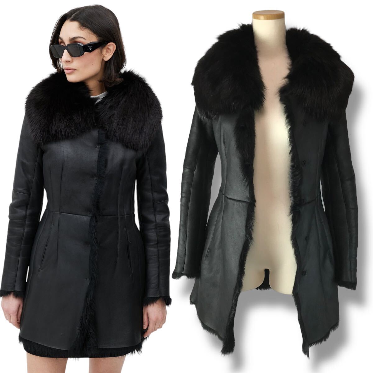 t200 希少 PRADA 2009 プラダ レザー シープファーコート t200 希少 PRADA 2009 プラダ レザー シープファーコート