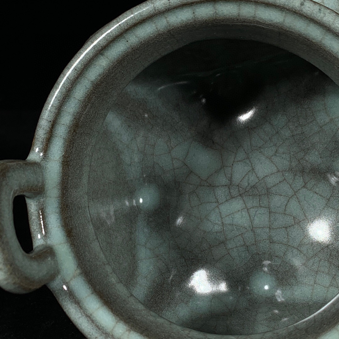 宋・古陶瓷品・官窯・双耳炉・逸品仏具』極細工 置物古賞