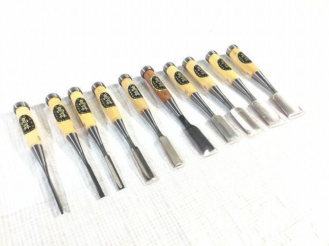 ☆極美品☆高橋昇作 鑿 10本組 在銘「高昇」高橋資 作 共箱 1分 ☆極美品☆高橋昇作 鑿 10本組 在銘「高昇」高橋資 作 共箱 1分