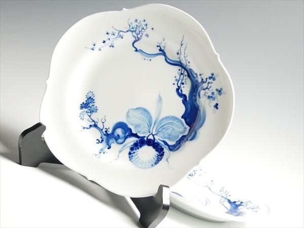 k883 Meissen マイセン ブルーオーキッド ペア プレート 大皿 25cm 2枚