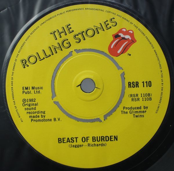 T-681 美盤 UK盤 Rolling Stones ローリングストーンズGoing To A Go Go/Beast Of Burden RSR-110 45 RPM_画像6