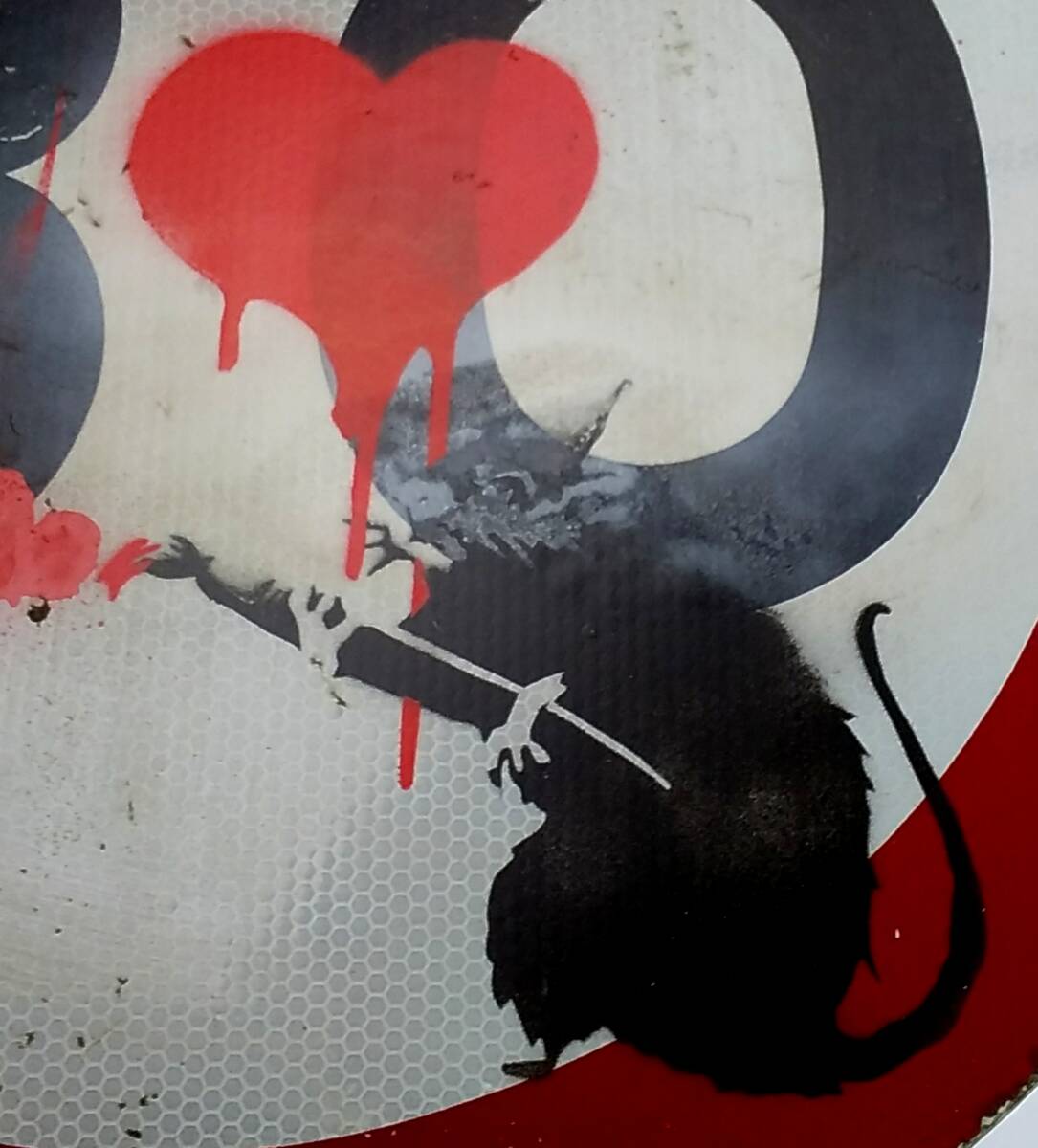 Banksy(バンクシー)のロードサイン『Love Rat』道路標識。2000年頃からロンドンのプライベートコレクター所有のストリートアート作品です。_画像3
