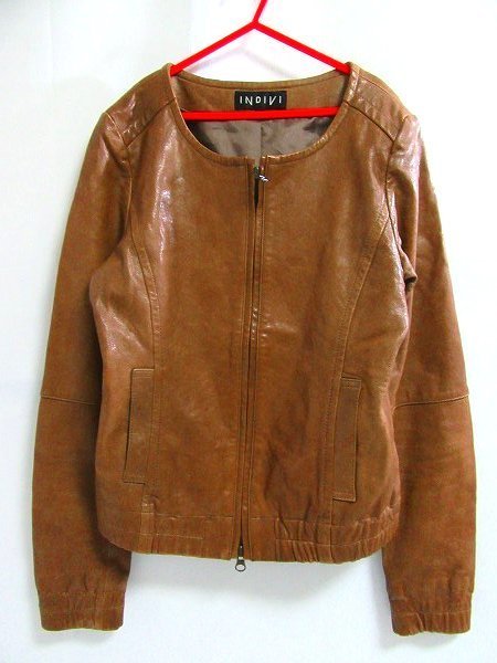 f6031-6 Indivi INDIVI Ram leather jacket 36 brown group sheep leather 