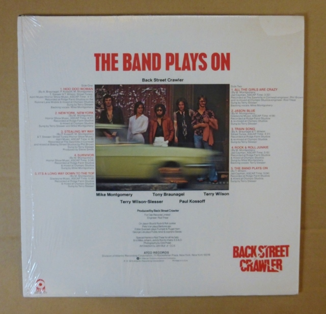 BACK STREET CRAWLER「THE BAND PLAYS ON」米ORIG [ATCO] ステッカー有シュリンク美品_画像2