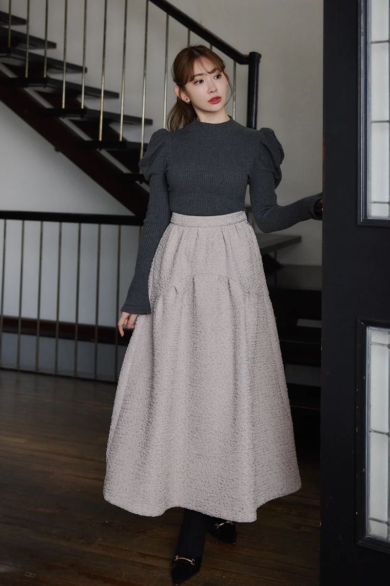 スカート herlipto Twinkle Jacquard Volume Skirt Herlipto Twinkle Jacquard Volume Skirt ロング、マキシ丈スカート