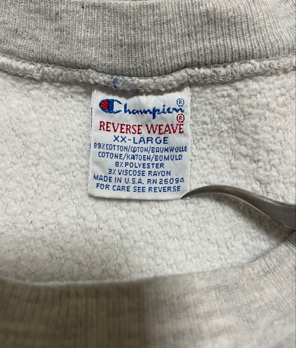 90s USA製 リバースウィーブ XXL チャンピオン グレー 目あり 90s USA製 リバースウィーブ XXL チャンピオン グレー 目あり