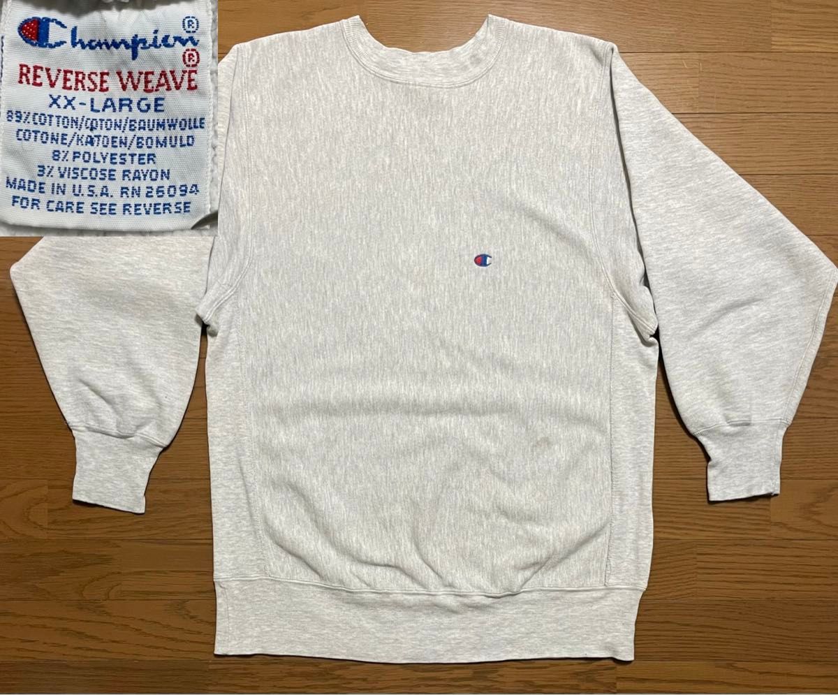 90s USA製 リバースウィーブ XXL チャンピオン グレー 目あり 90s USA製 リバースウィーブ XXL チャンピオン グレー 目あり