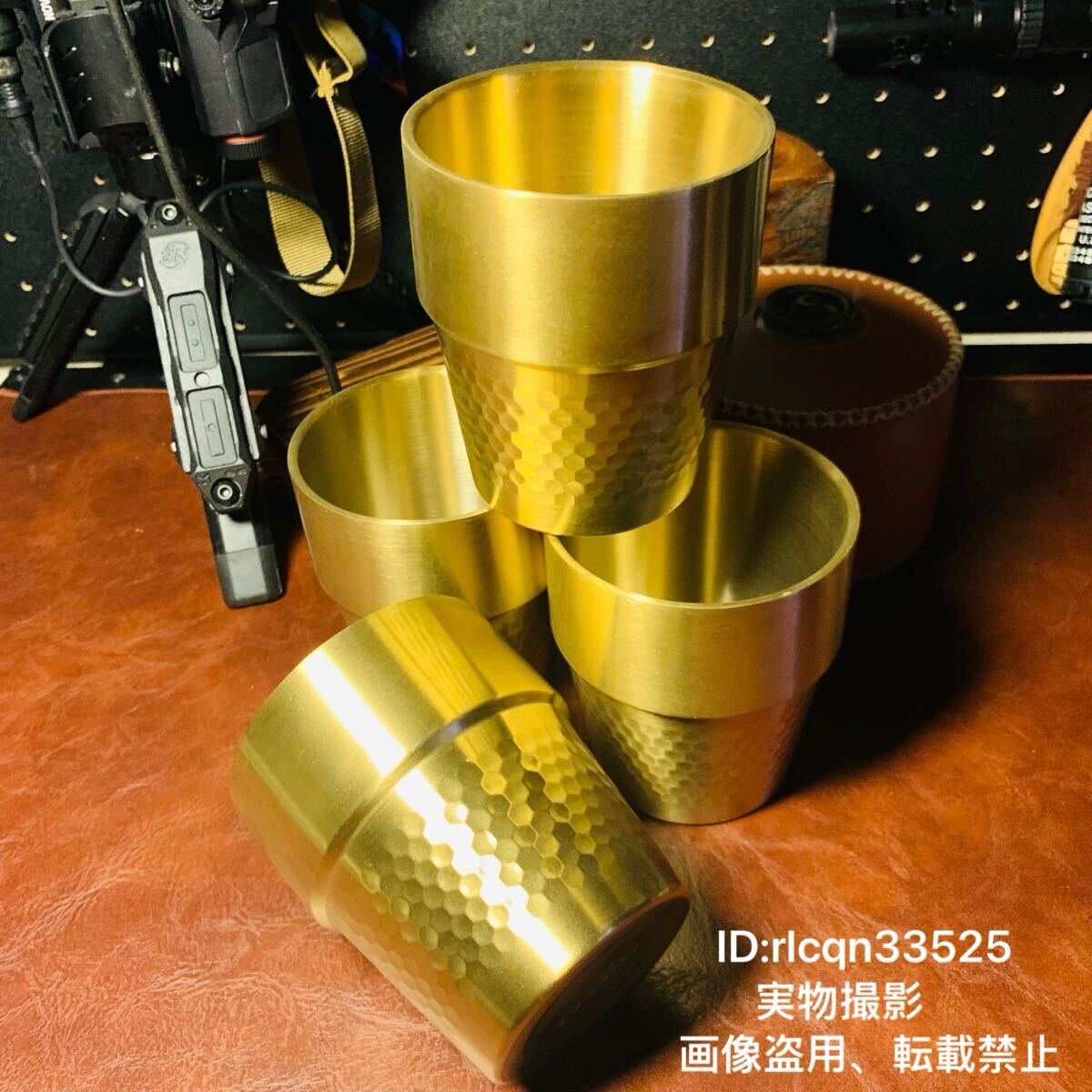  super high quality Gold two -ply wall beer glass coffee cup mug 4 piece set made of stainless steel outdoor mountain climbing camp cookware 260ml