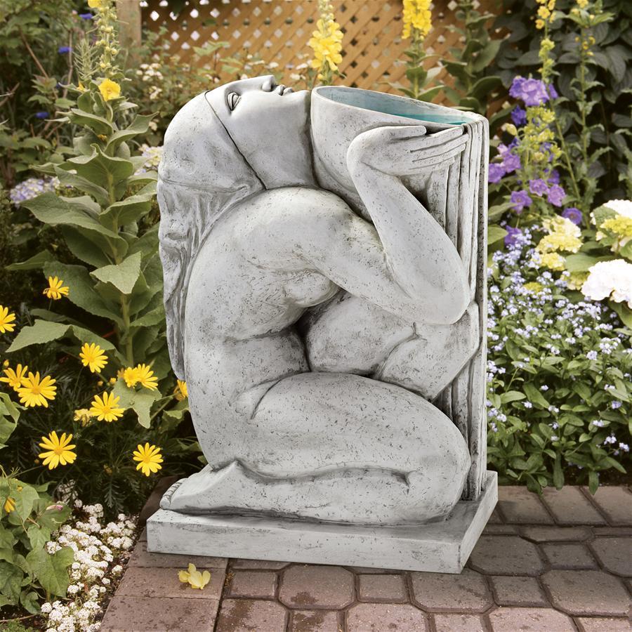 水入れの鉢・ボウルを持つ古代文明女神像　エクステリア置物屋外アウトドアガーデン西洋彫刻噴水洋風オーナメント庭園庭飾り装飾品オブジェ