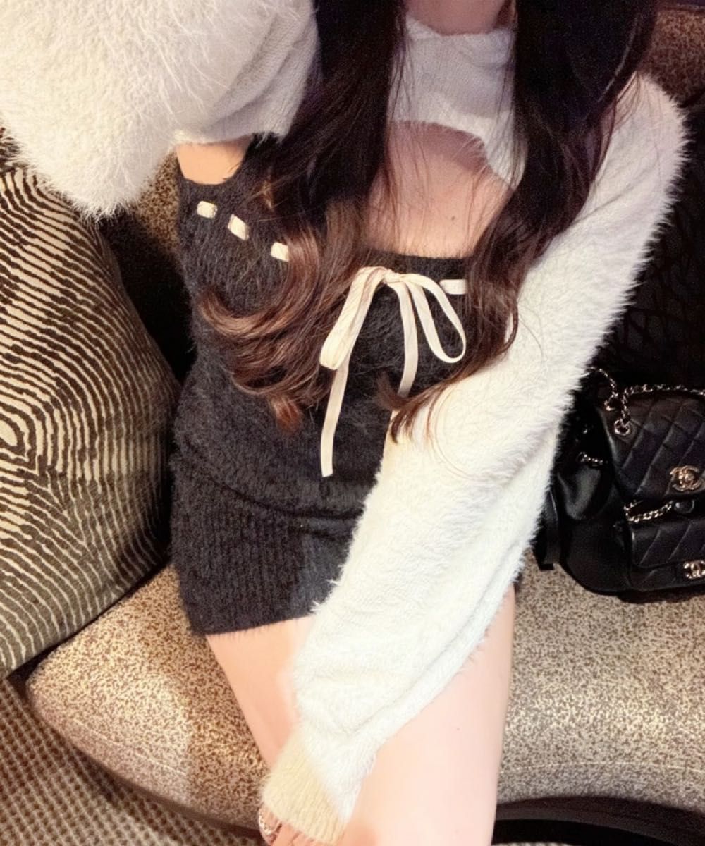 amerge アメルジュ feather foodie tops×ribbon onepiece amerge アメルジュ feather foodie tops×ribbon onepiece