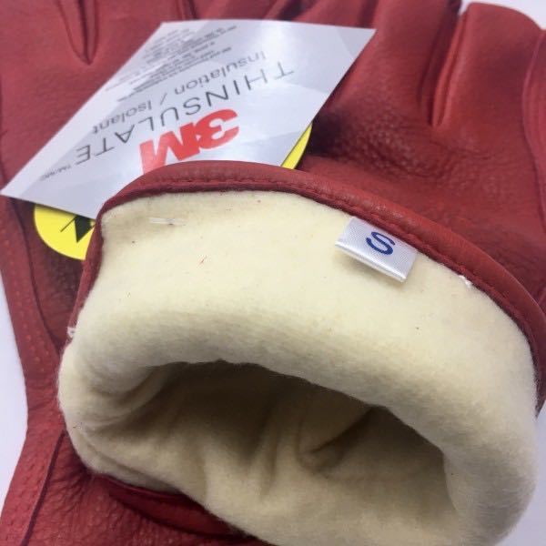 送料無料★ NAPA GLOVES ナパ 鹿革 防寒 冬用 シンサレート グローブ 800TL RED-S 赤 EXTRA WARM 裏地付 ディアスキン バイク通勤 カブ_画像7