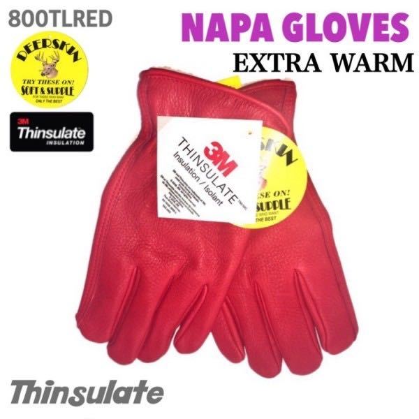 送料無料★ NAPA GLOVES ナパ 鹿革 防寒 冬用 シンサレート グローブ 800TL RED-S 赤 EXTRA WARM 裏地付 ディアスキン バイク通勤 カブ_画像1