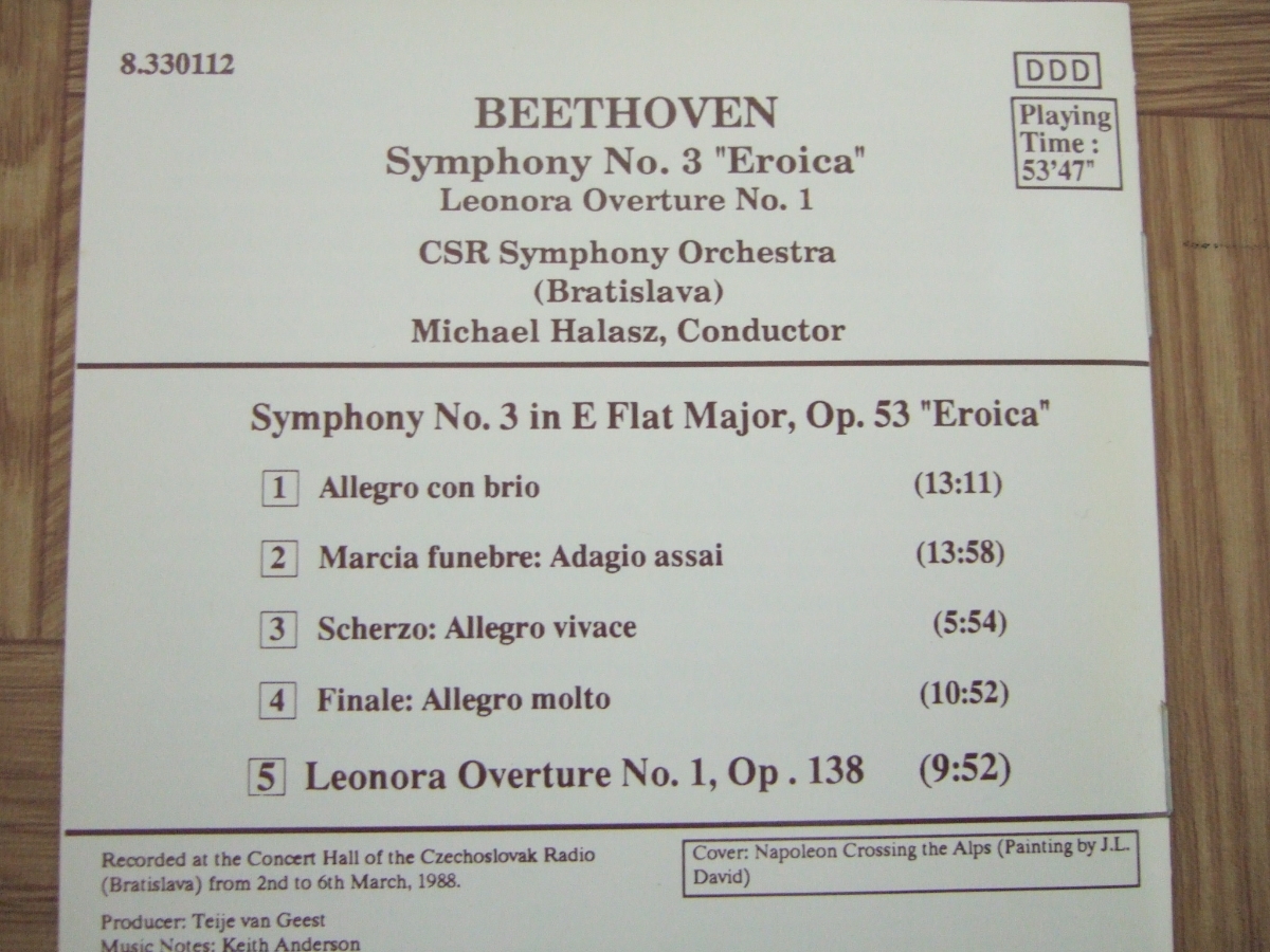 ★処分★【クラシックCD】BEETHOVEN Symphony No.3 Leonora Overture No.1 / ベートーベン「英雄」指揮:ミヒャエル・ハラース