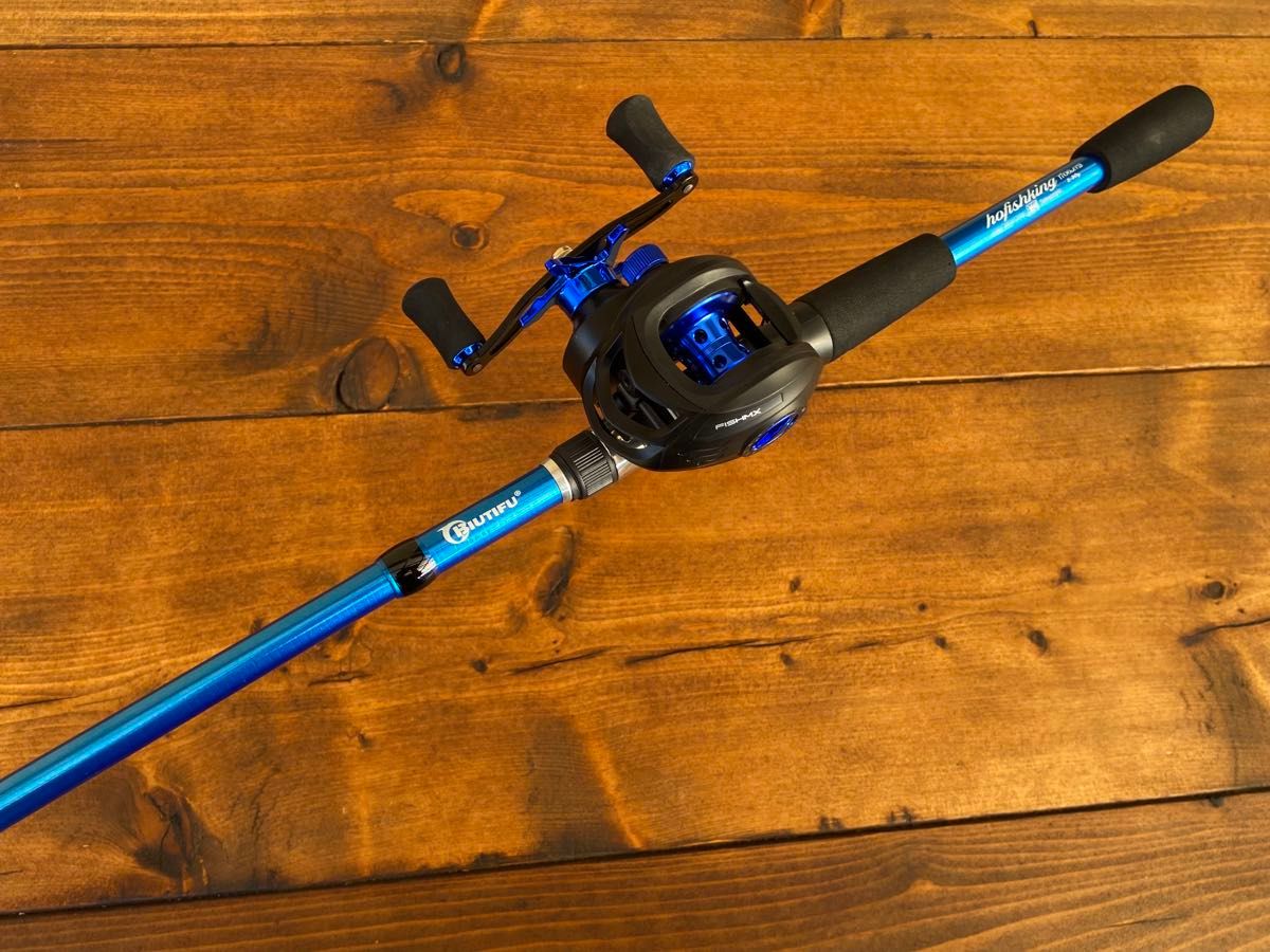釣り竿セット ベイトロッド ベイトリール 7ft 青 テレスコロッド 釣り竿セット ベイトロッド ベイトリール 7ft 青 テレスコロッド