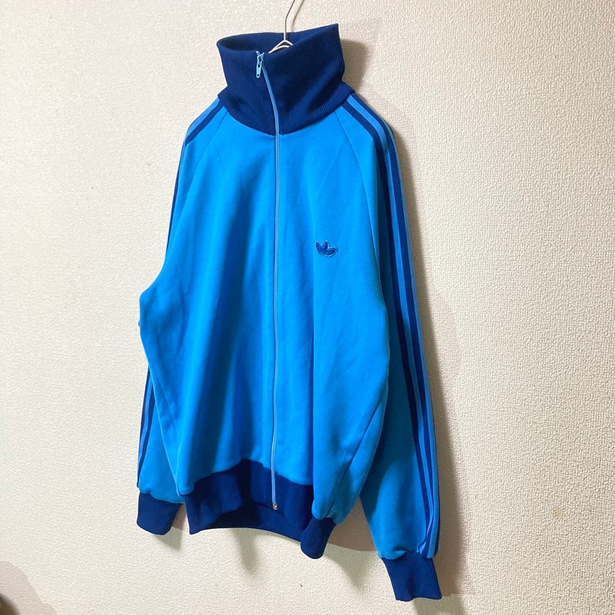 美品希少/80s./adidas/アディダス/ジャージ/デサント製/トラックジャケット/トイフォイル/4号/ブルー/ADS-4F