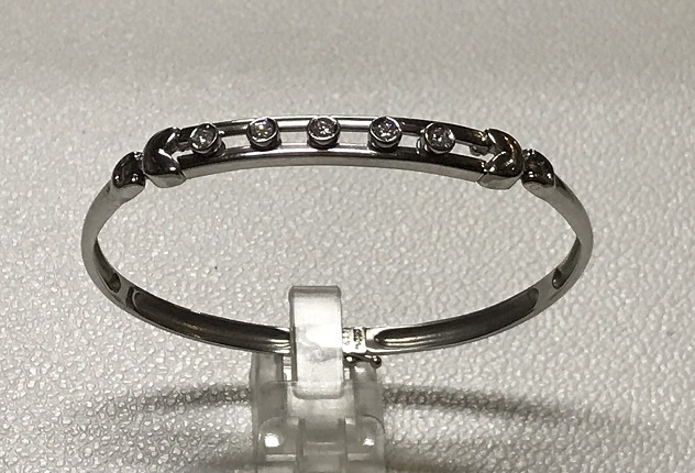 Pt850 platinum 19.0g diamond 0.20ct 18cm bracele 