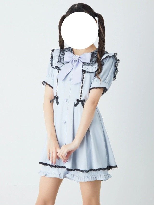 Ank Rouge アンクルージュ レースコンビネゾン 地雷系 水色 Ank Rouge アンクルージュ レースコンビネゾン 地雷系 水色