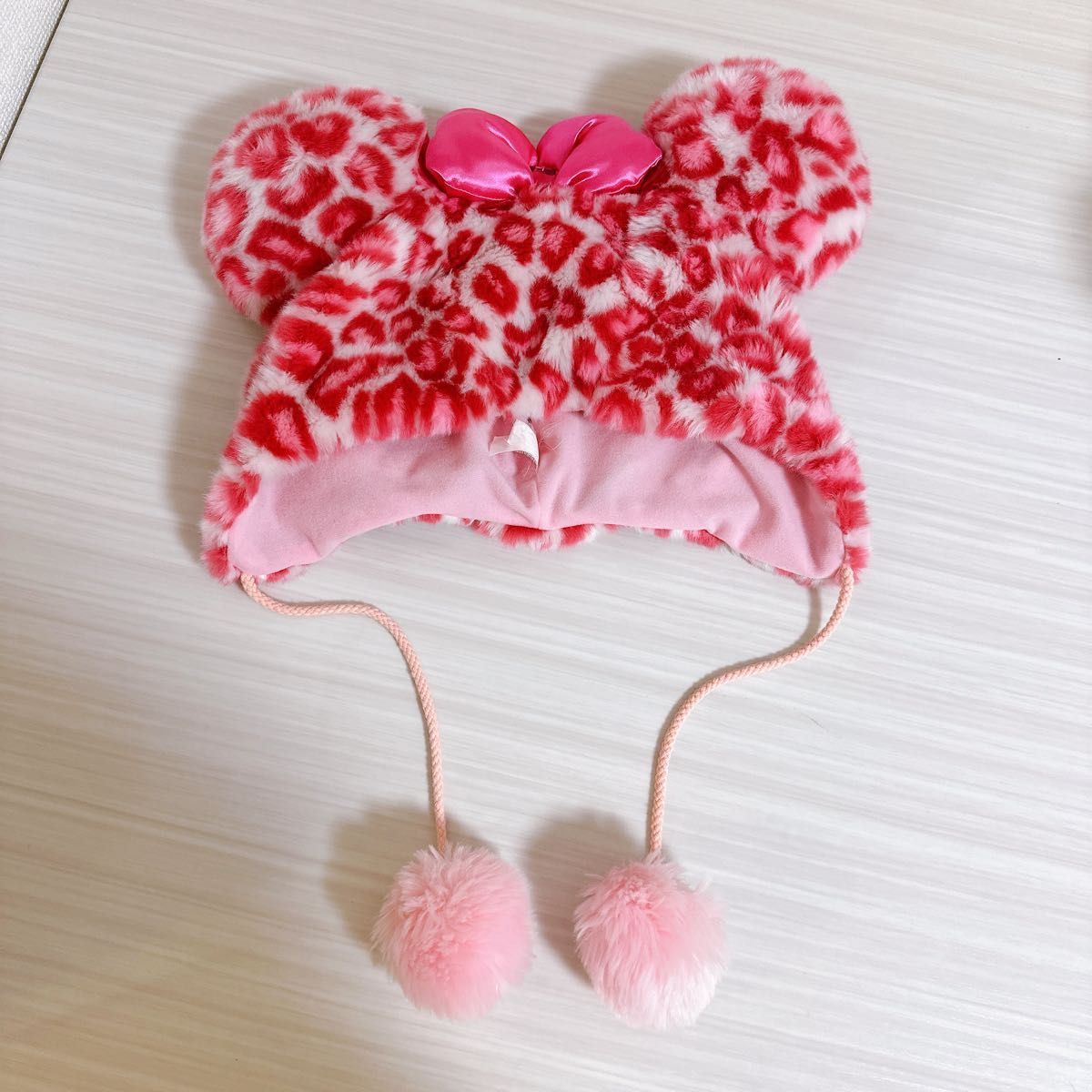 ディズニー ミニー ヒョウ柄 ファンキャップ ピンク 被り物 ディズニー ミニー ヒョウ柄 ファンキャップ ピンク 被り物
