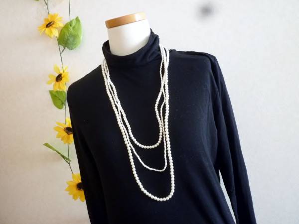  new goods *[ wing INGNI] three ream pearl necklace * eggshell white 