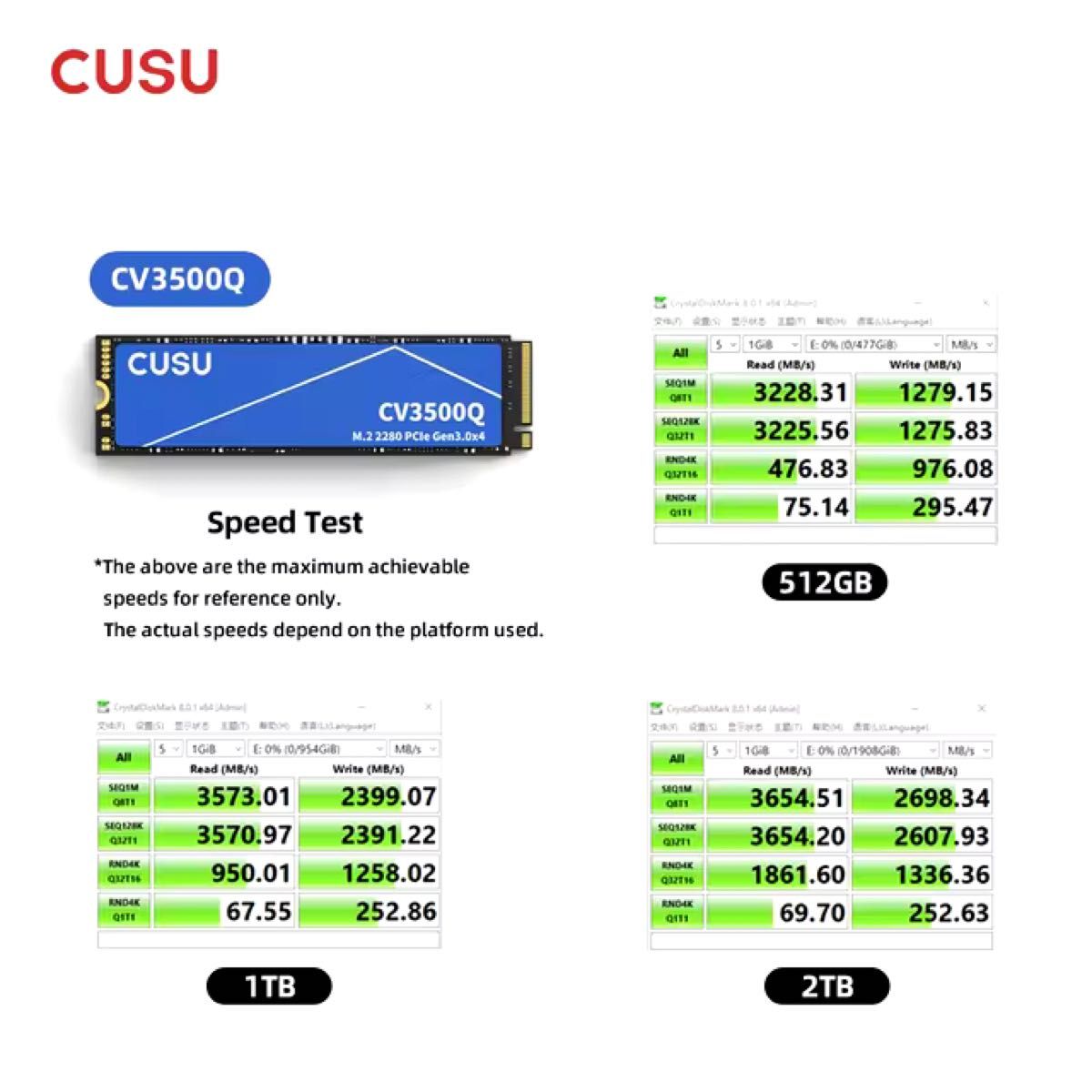 CUSU M.2 nvme 2280 512GB 新品未使用 4個セット品