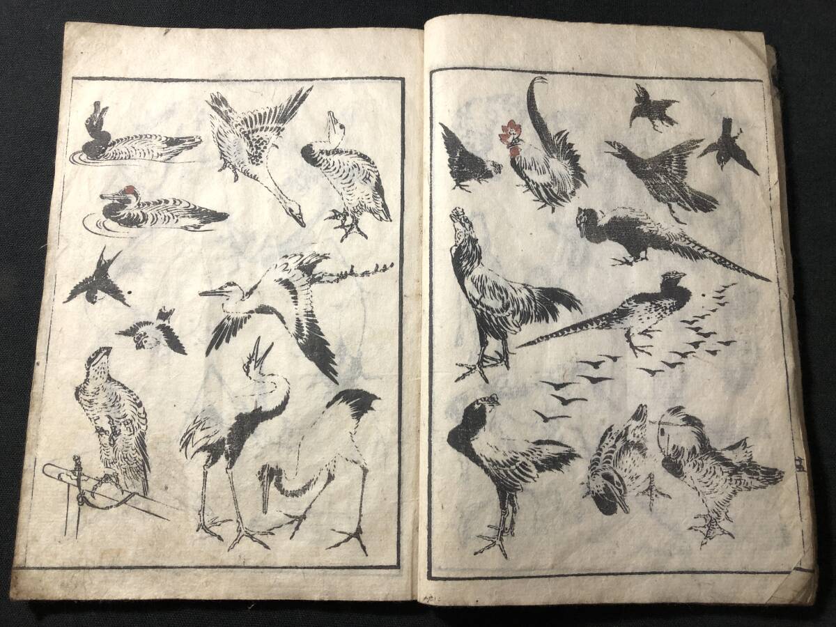 5074葛飾北斎! 絵入 絵本 □伝神開手 北斎漫画□2編□ 動物 鳥 5074葛飾北斎! 絵入 絵本 □伝神開手 北斎漫画□2編□ 動物 鳥