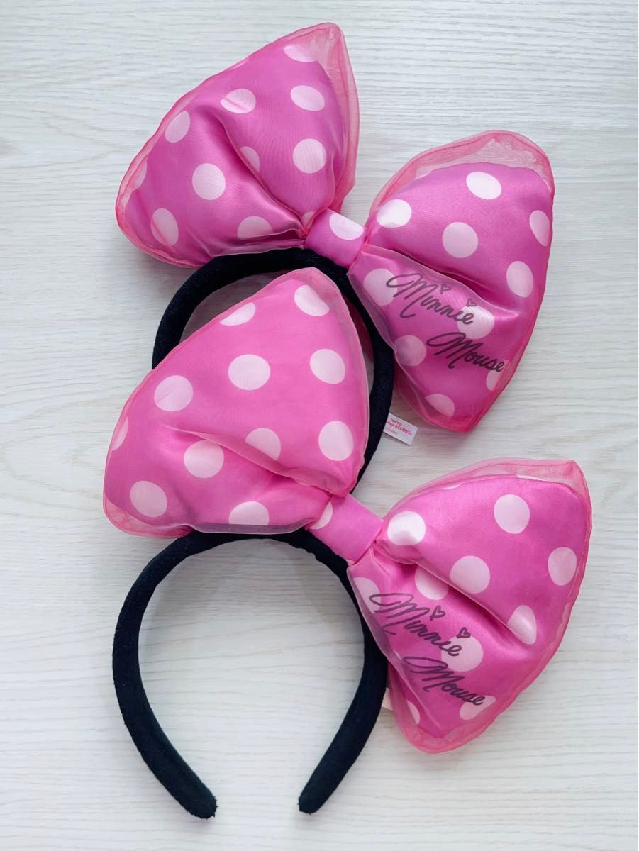 ディズニー ミニー カチューシャ リボン 水玉 ピンク 2個セット ディズニー ミニー カチューシャ リボン 水玉 ピンク 2個セット