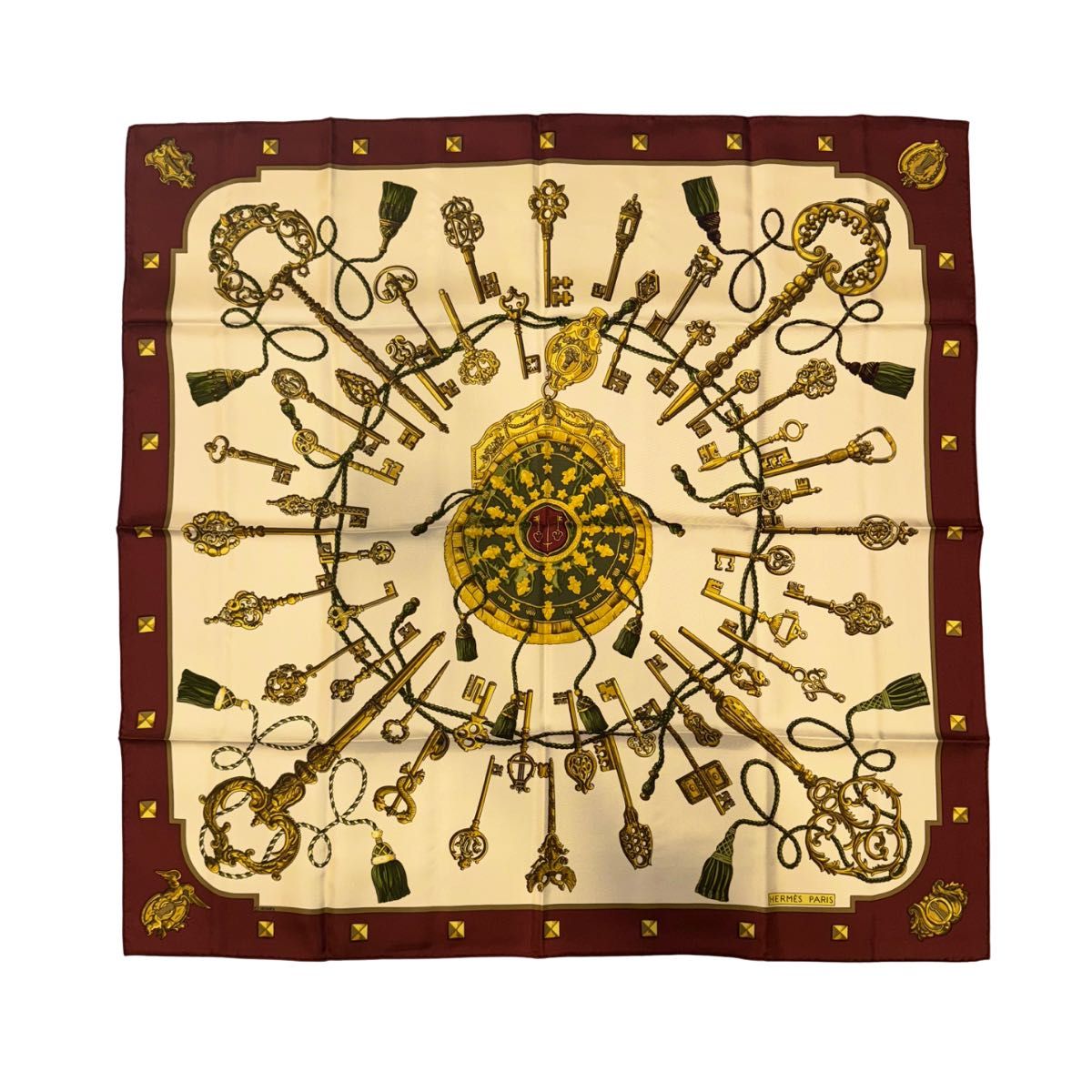 HERMES LES CLES【鍵柄】カレ90 シルク100% スカーフ エルメス HERMES LES CLES【鍵柄】カレ90 シルク100% スカーフ エルメス
