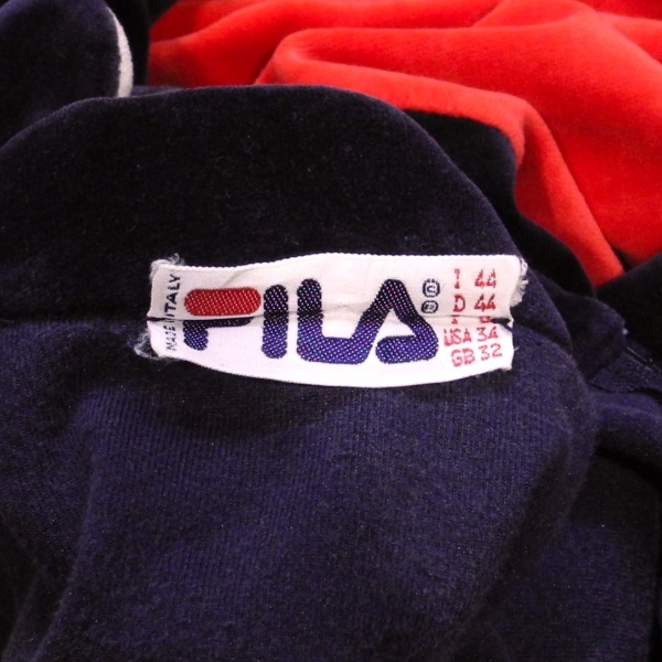 FILA filler 80*s Italy made Old Vintage old ta Glo go velour jacket ZIP jersey red navy blue 44 / S