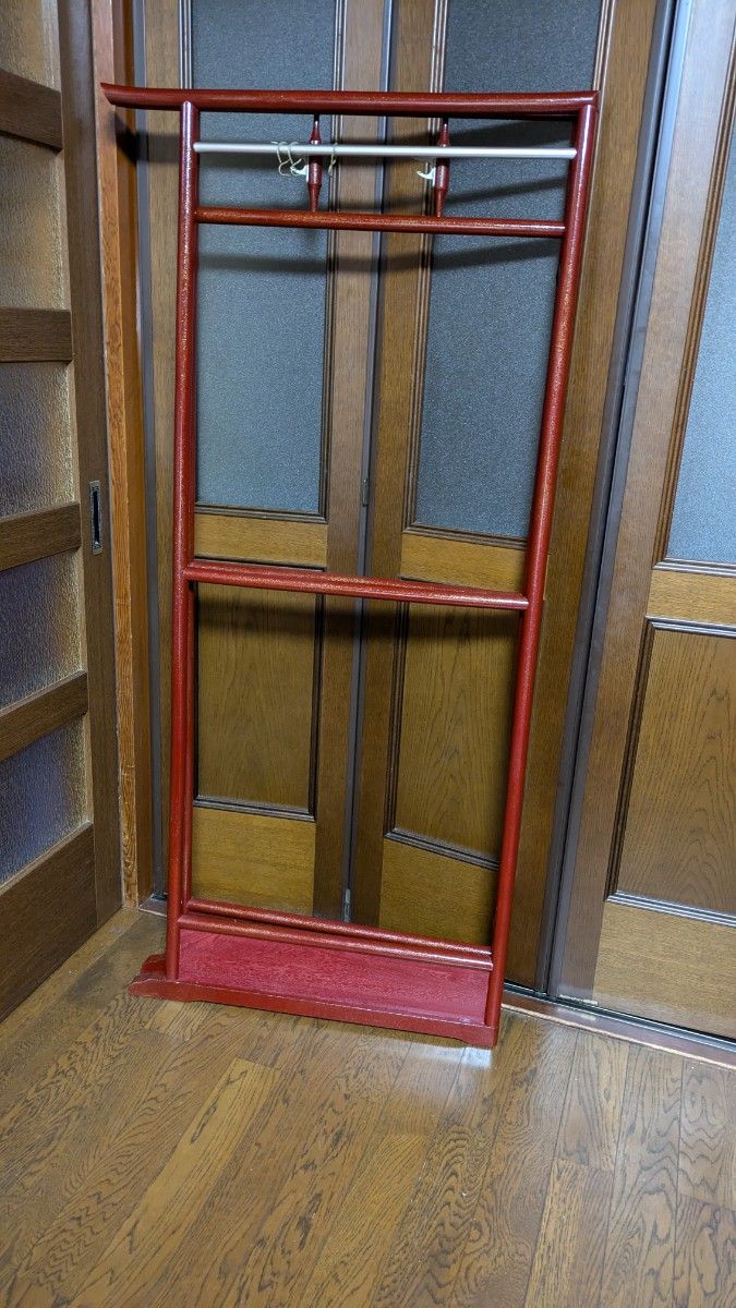 ①衣紋掛け 茶道具【昭和レトロ】木製 ハンガーラック 折り畳み ①衣紋掛け 茶道具【昭和レトロ】木製 ハンガーラック 折り畳み