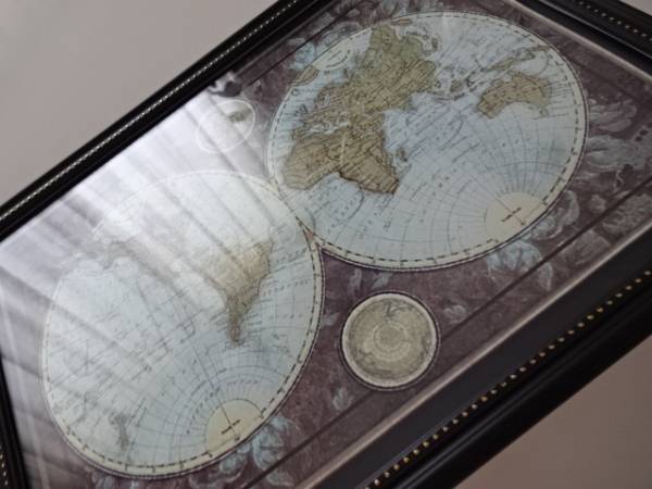 アートフレーム§A4額(選択可)写真ポスター付§古い世界地図の柄・アンティーク風・ビンテージ風・ワールドマップ・地図_画像2