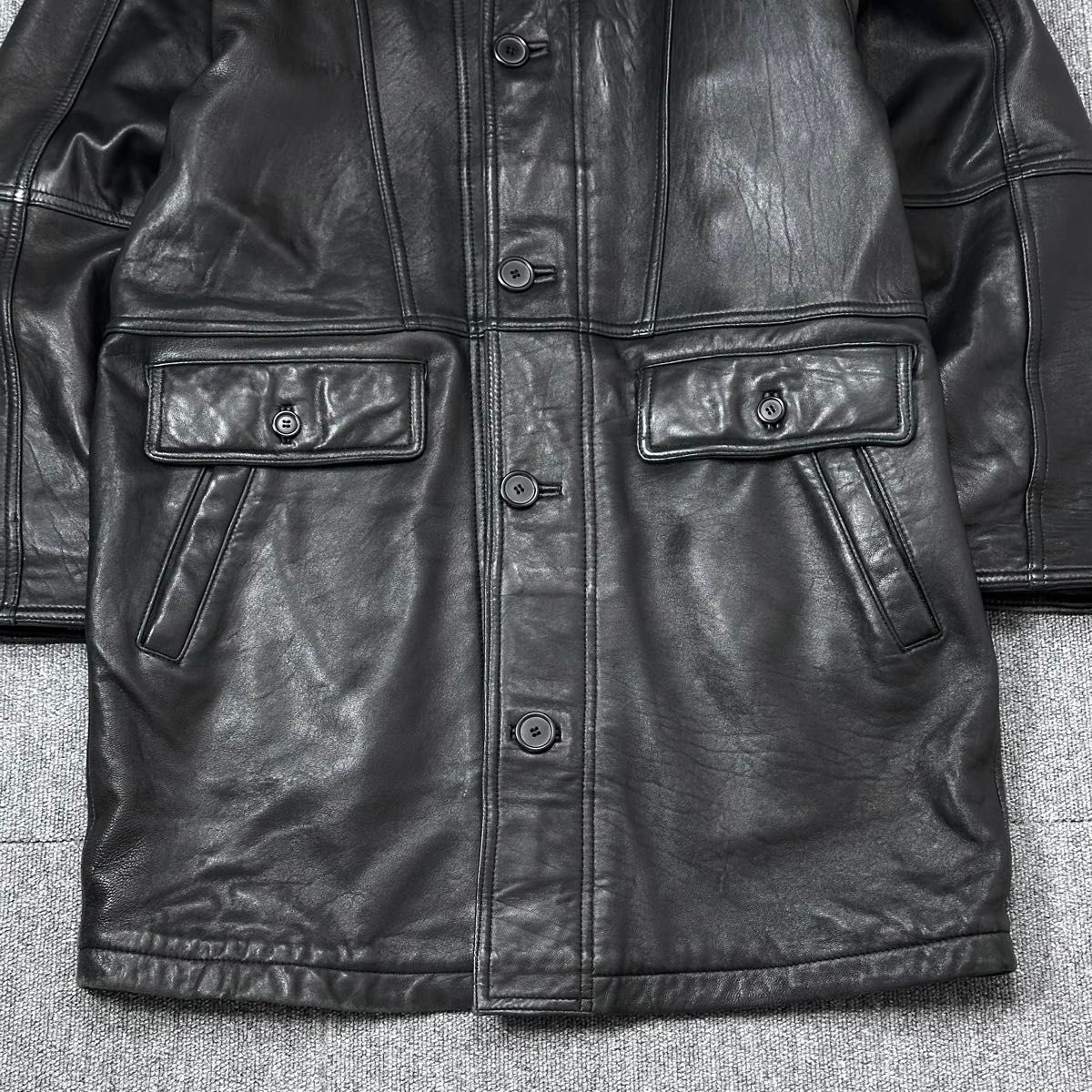 90s vintage 本革 レザージャケット 羊革 黒 レザーコート 90s vintage 本革 レザージャケット 羊革 黒 レザーコート