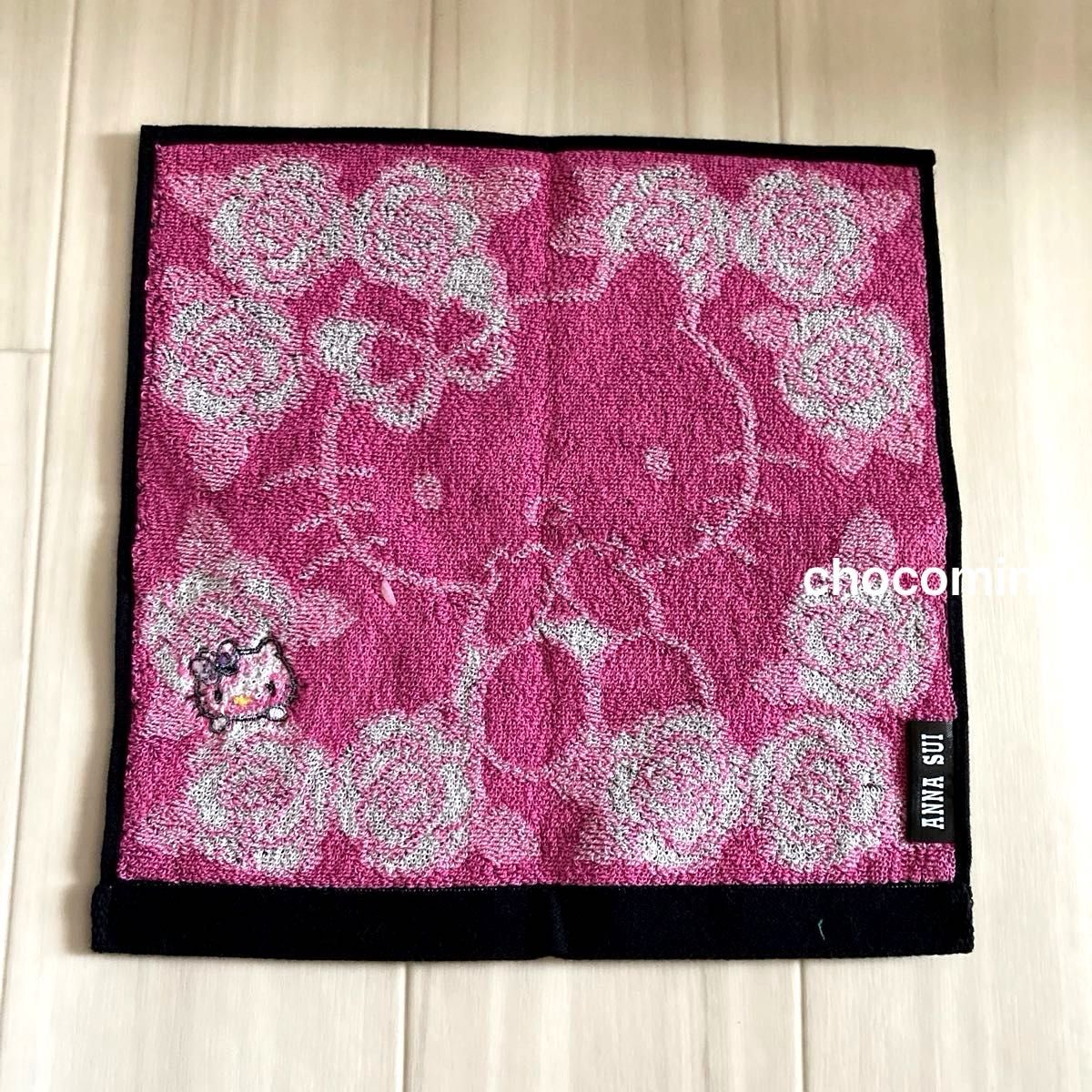 新品 ANNASUI × HELLO KITTY コラボ タオルハンカチ(ピンク 新品 ANNASUI × HELLO KITTY コラボ タオルハンカチ(ピンク
