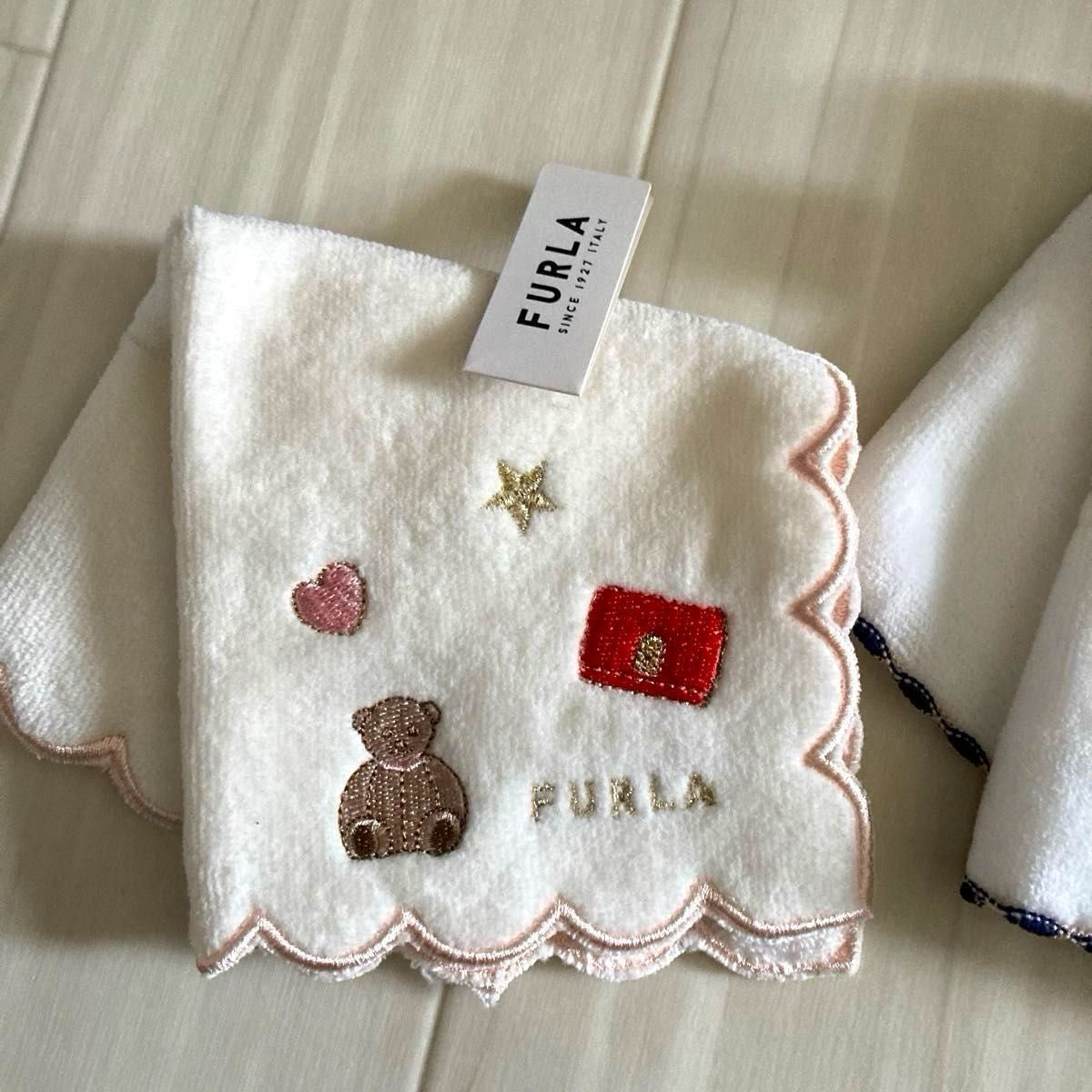 難あり 新品未使用《FURLA フルラ》タオルハンカチ2枚セット 難あり 新品未使用《FURLA フルラ》タオルハンカチ2枚セット