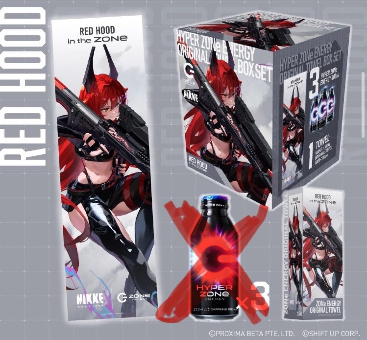 勝利の女神NIKKE ニケ ZONE オリジナルタオル レッドフード 外箱 勝利の女神NIKKE ニケ ZONE オリジナルタオル レッドフード 外箱