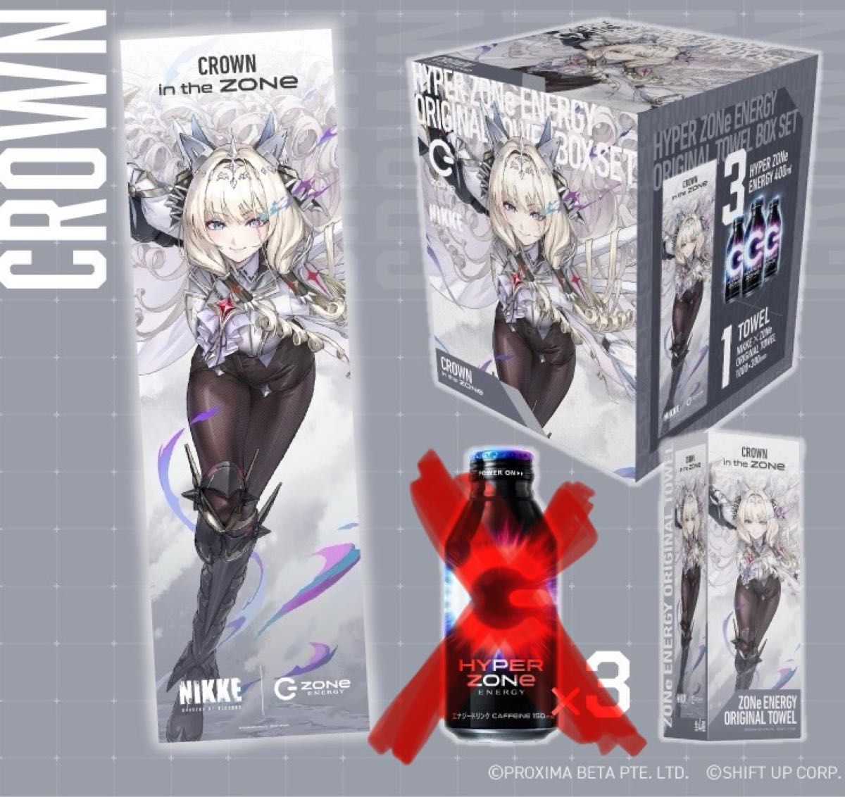 勝利の女神NIKKE ニケ ZONE オリジナルタオル クラウン 外箱付き 勝利の女神NIKKE ニケ ZONE オリジナルタオル クラウン 外箱付き