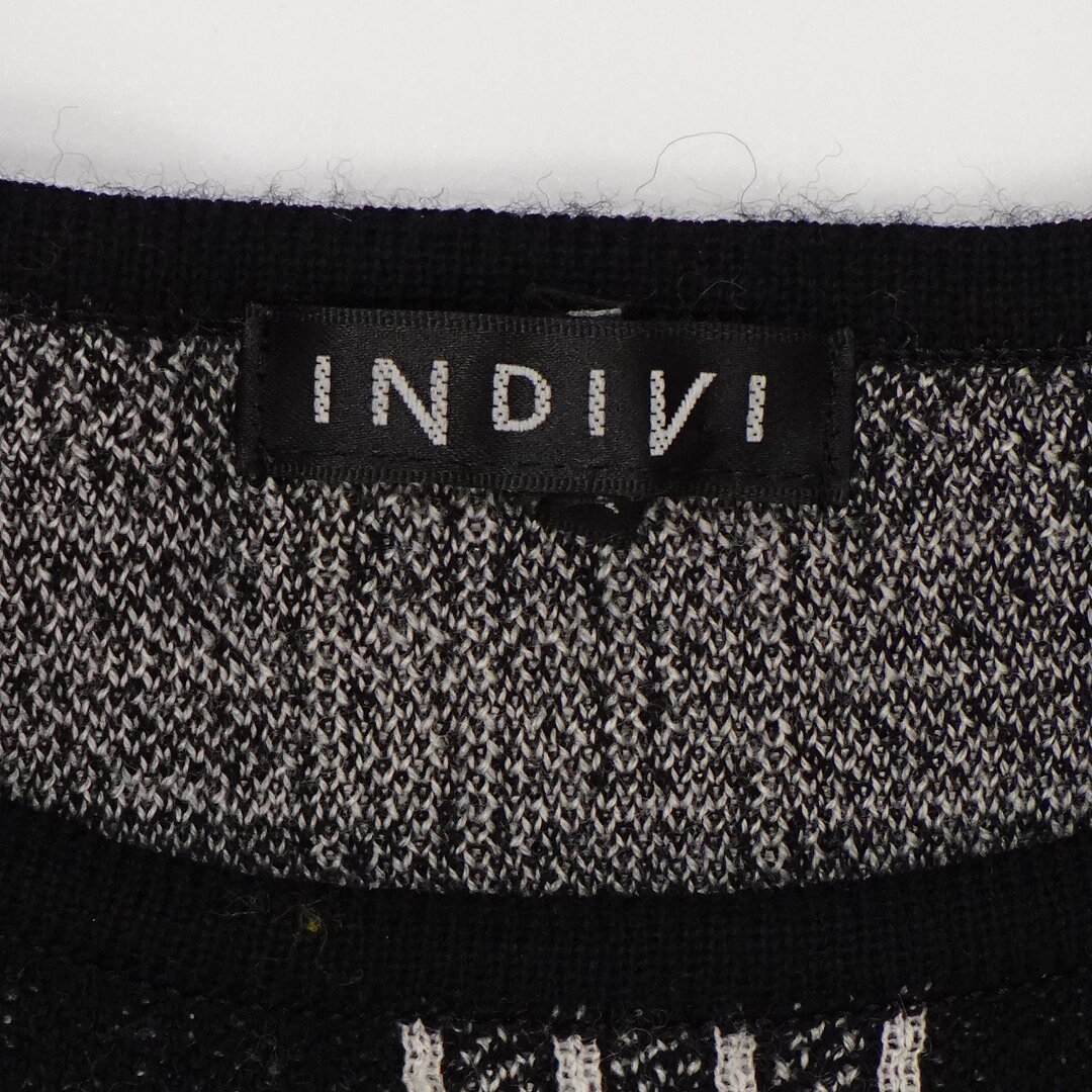 送料無料　INDIVI インディヴィ レディース 切替 チュニック グレンチェック 裾フリル 異素材 体型カバー 日本製 ゆったりサイズ **A15_画像4