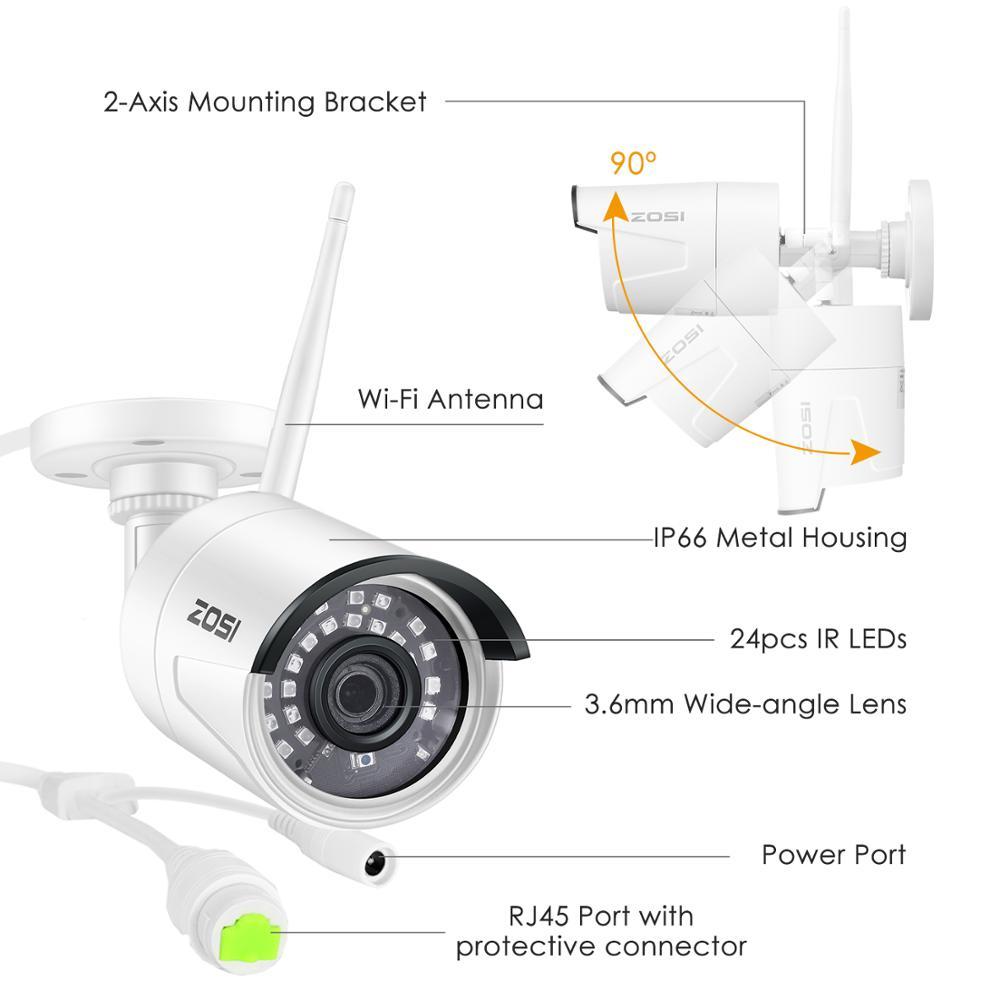 ZOSI 8CH 1080 1080P HD WiFi NVR 4CH 2.0MP Ir 屋外耐候 Cctv ワイヤレス IP カメラ・1TB_画像2