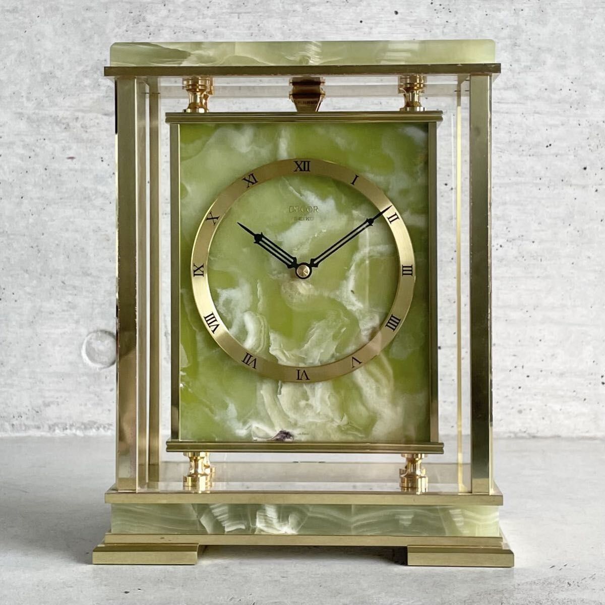 SEIKO DECOR 置時計 AZ704G 大理石 クォーツ レトロ 動作OK SEIKO DECOR 置時計 AZ704G 大理石 クォーツ レトロ 動作OK