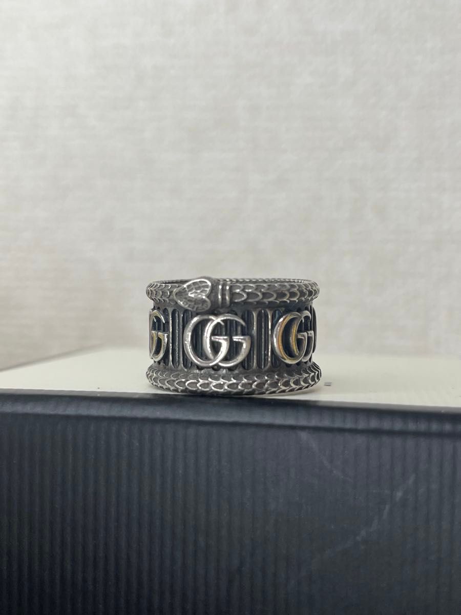 美品★ GUCCI グッチ　スネーク　指輪　ダブルG シルバー925 silver 銀　18号　箱　保存袋　 リング アクセサリー
