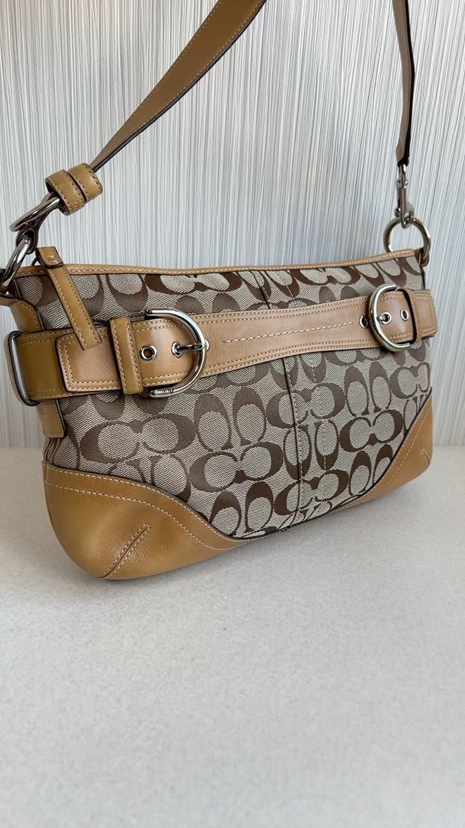 COACH 2way ショルダーバッグ キャンバス レザー シグネチャー