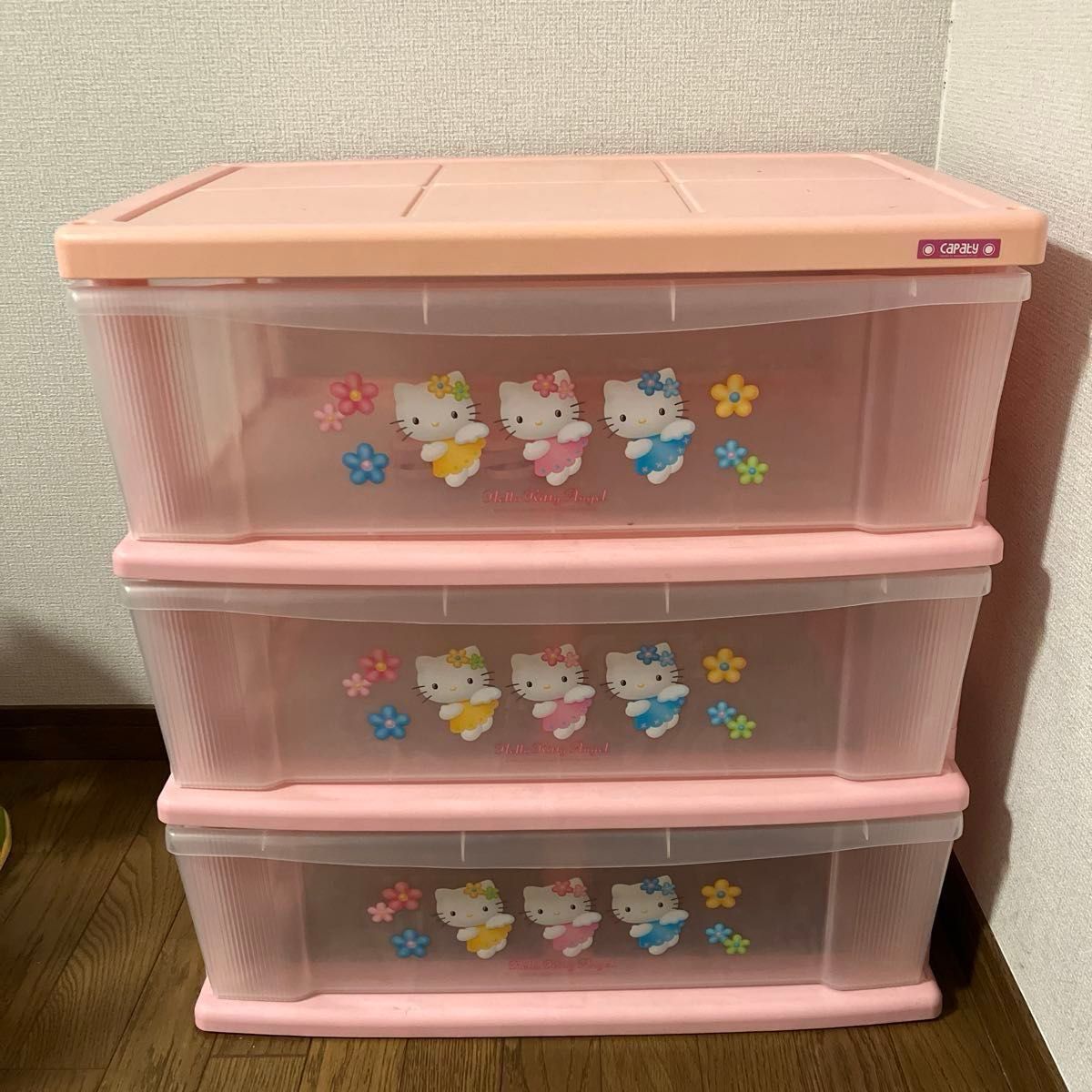 ハローキティ 3段チェスト 収納ケース レア レトロ サンリオ ハローキティ 3段チェスト 収納ケース レア レトロ サンリオ