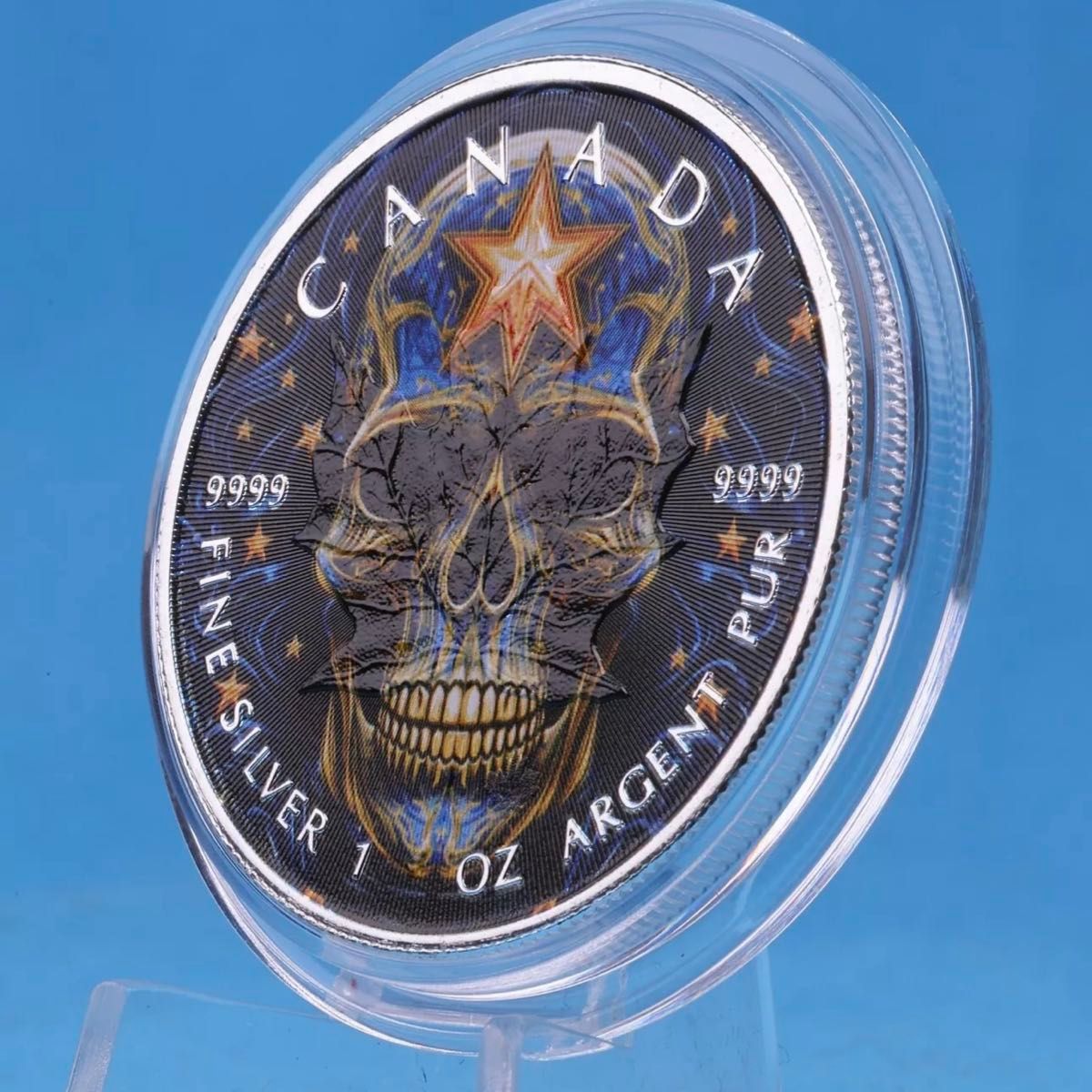 【世界100枚限定！】カナダ メイプルリーフ 銀貨 カラー スタースケルトン 1オンス 1oz