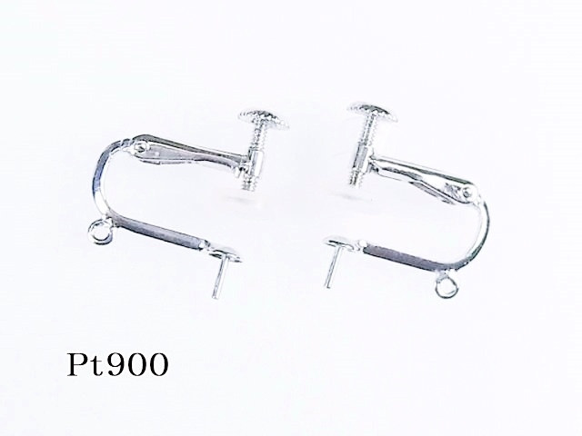 Pt900 screw screw spring type * earrings empty frame metal fittings 