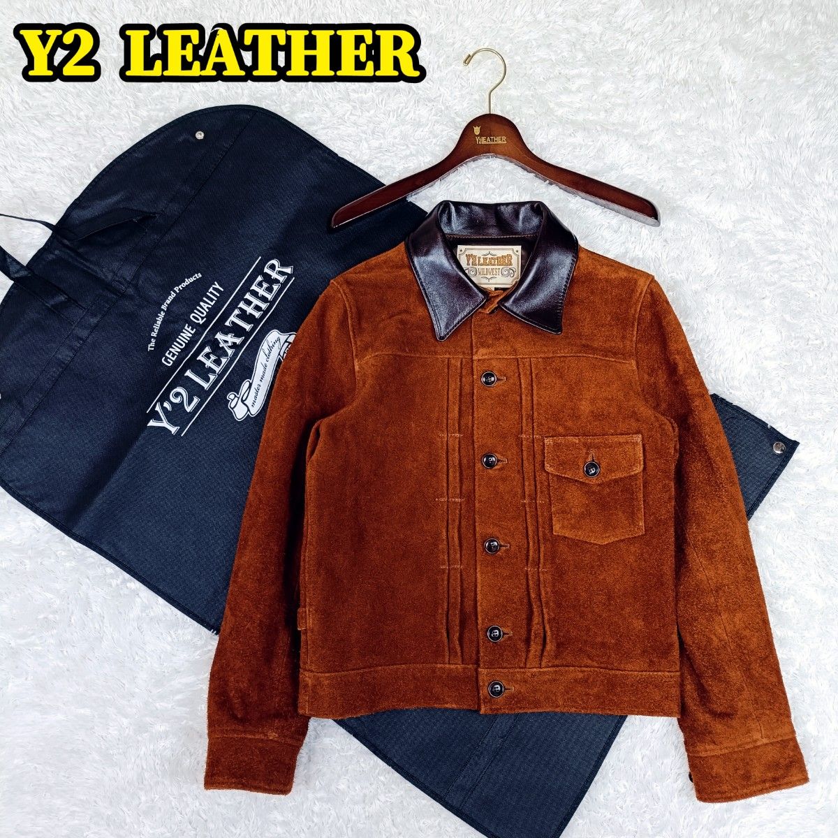 Y2 LEATHER ワイツーレザー 牛革 カウレザー スエード 襟 切替 Y2 LEATHER ワイツーレザー 牛革 カウレザー スエード 襟 切替